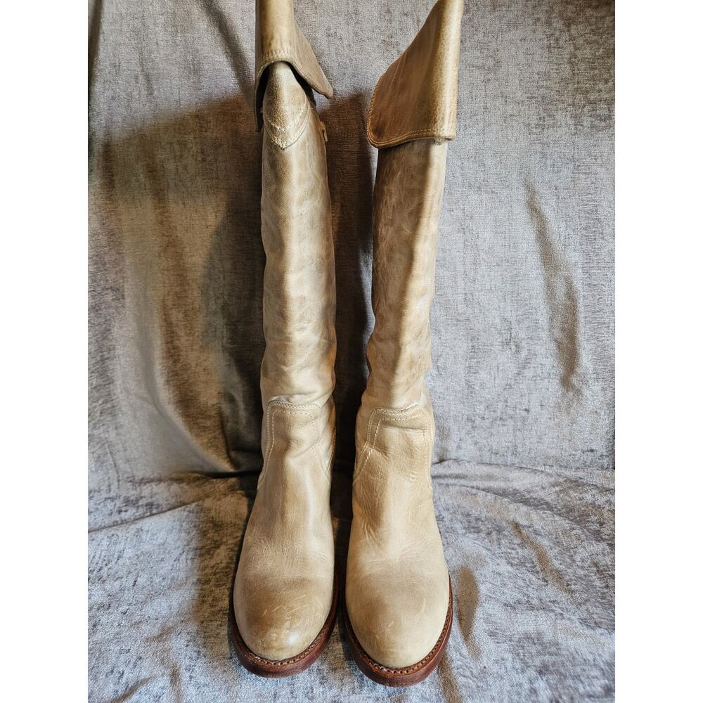 FRYE Jane 18 Inch Cuffed Tan Leather Knee High Boots Women’s US 10 B Pull-On - Picture 2 of 12
